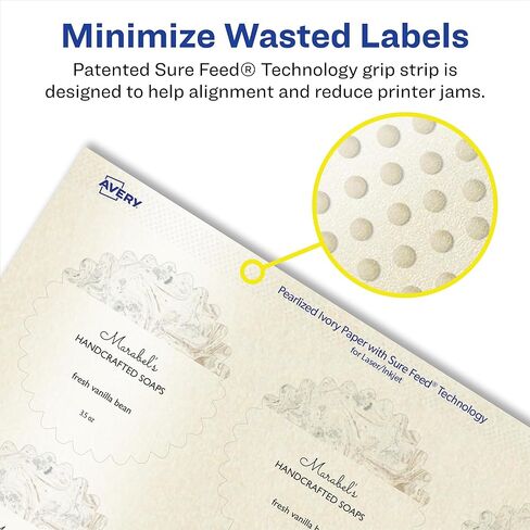 Avery Pearlized Ivory Starburst Labels with Sure Feed Technology, Print-to-The-Edge, 1.75", 2,000 Pearlized Ivory Labels, Laser/Inkjet Printable Labels in Kuwait