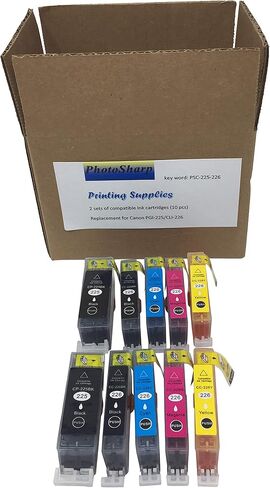 10 خرطوشة حبر متوافقة مع Canon Pixma MG5220 MG8120 MG 5220 225 226 لمجموعتين من Canon PGI-225/CLI-226 (PGBK/BK/C/M/Y) أسود/سماوي/أرجواني/أصفر MG-5220 الكل في -واحدة طابعة نافثة للحبر in Kuwait