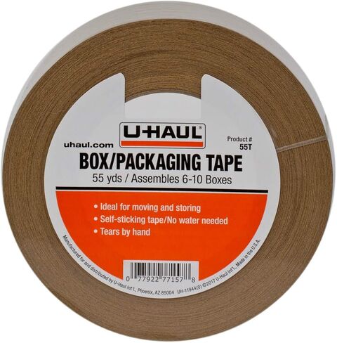 U-Haul Moving Box Paper Tape (Ideal for Moving, Packing, & Storage Boxes) - 55 Yard Roll - Easily Tears by Hand in Saudi Arabia