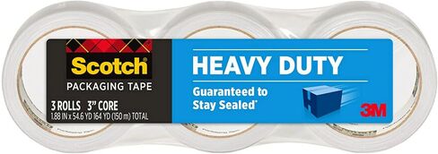 Scotch Heavy Duty Packaging Tape, 1.88" x 54.6 yd, Designed for Packing, Shipping and Mailing, Strong Seal on All Box Types, 3" Core, Clear, 2 Rolls w/Dispenser (3850-2ST) in Saudi Arabia