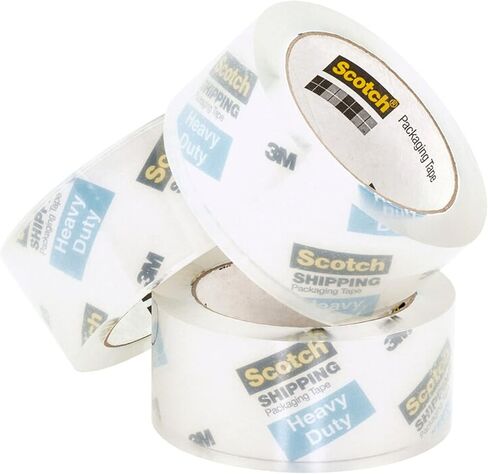 Scotch Heavy Duty Packaging Tape, 1.88" x 54.6 yd, Designed for Packing, Shipping and Mailing, Strong Seal on All Box Types, 3" Core, Clear, 2 Rolls w/Dispenser (3850-2ST) in Saudi Arabia