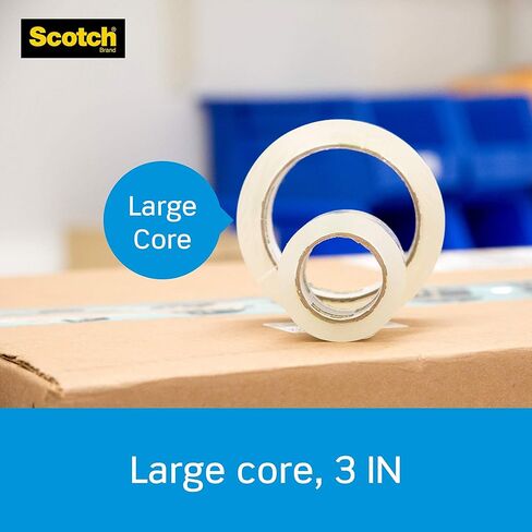 Scotch Heavy Duty Packaging Tape, 1.88" x 54.6 yd, Designed for Packing, Shipping and Mailing, Strong Seal on All Box Types, 3" Core, Clear, 2 Rolls w/Dispenser (3850-2ST) in Saudi Arabia