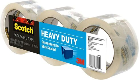 Scotch Heavy Duty Packaging Tape, 1.88" x 54.6 yd, Designed for Packing, Shipping and Mailing, Strong Seal on All Box Types, 3" Core, Clear, 2 Rolls w/Dispenser (3850-2ST) in Saudi Arabia