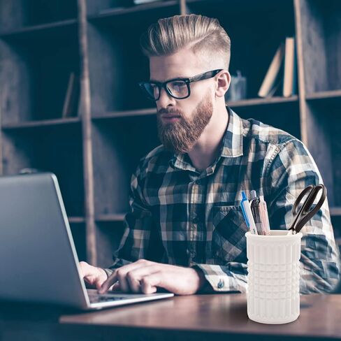 حامل أقلام SZYRL، حامل أقلام رصاص للمكتب، حامل فرشاة مكياج منظم من الراتنج المتين للمكتب والفصول الدراسية والمنزل in Kuwait