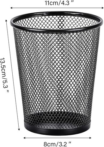 Tecbeauty 12Pcs Pen Holder Mesh Pencil Holder Metal Pen Cup Organizer for Desk Office Black(5.3X4.3X3.2 inches) in Kuwait