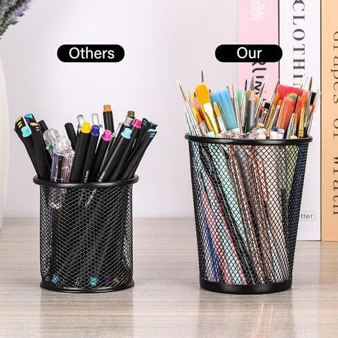 Tecbeauty 12Pcs Pen Holder Mesh Pencil Holder Metal Pen Cup Organizer for Desk Office Black(5.3X4.3X3.2 inches) in Kuwait