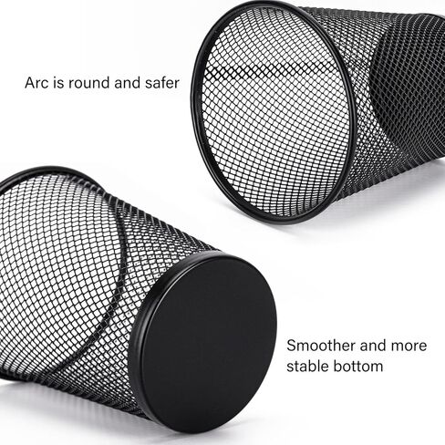 Tecbeauty 12Pcs Pen Holder Mesh Pencil Holder Metal Pen Cup Organizer for Desk Office Black(5.3X4.3X3.2 inches) in Kuwait