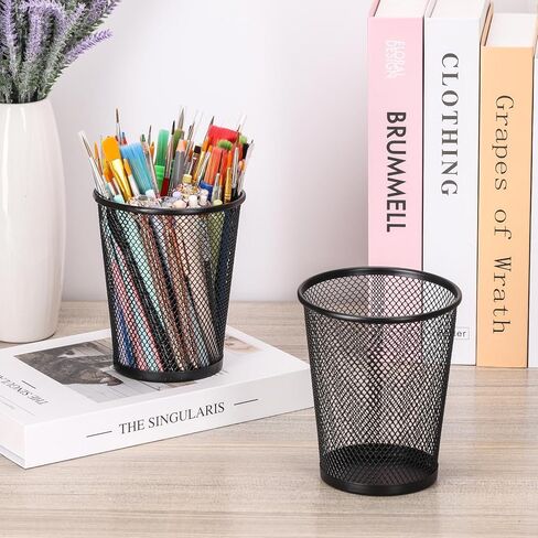 Tecbeauty 12Pcs Pen Holder Mesh Pencil Holder Metal Pen Cup Organizer for Desk Office Black(5.3X4.3X3.2 inches) in Kuwait