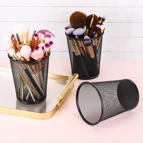 Tecbeauty 12Pcs Pen Holder Mesh Pencil Holder Metal Pen Cup Organizer for Desk Office Black(5.3X4.3X3.2 inches) in Kuwait