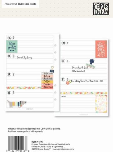 Carpe Diem Planner Essential Horizontal Format Weekly Inserts, 1 Count (Pack of 1) in Saudi Arabia