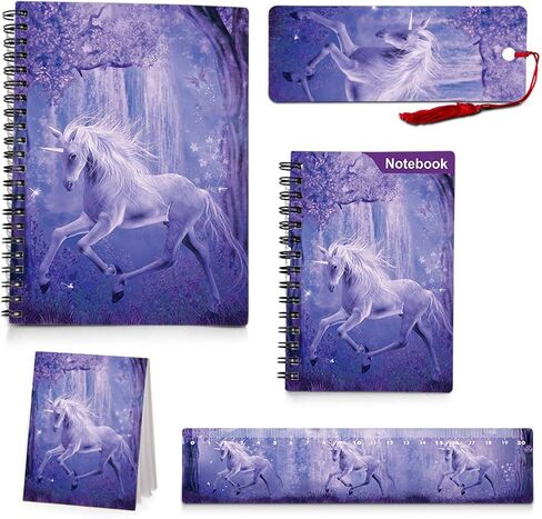 3D Kids Unicorn Spiral Notebooks,Back to School Supplies,Hard Cover Spiral Note Pad (Notebook Ruler Bookmark Set in Saudi Arabia