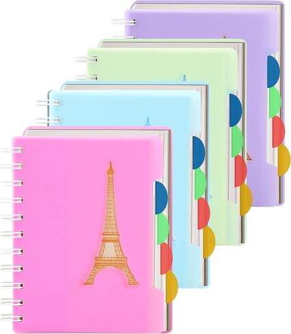 Yoment 5 Subject Notebook with Dividers 4 Pack 420 Sheets/840 Pages Small Spiral Notebook 4 x 6 Thick Notebook with Tabs A6 Small Notebooks for Work School Office in Saudi Arabia