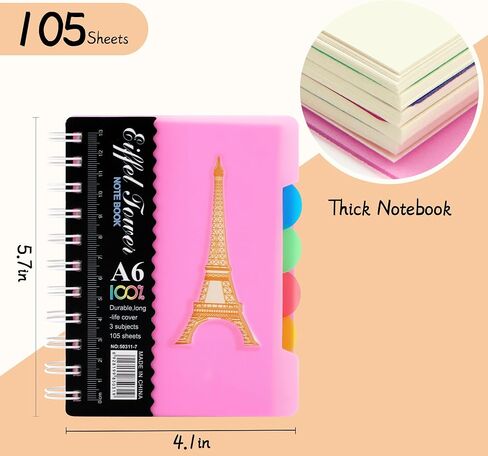Yoment 5 Subject Notebook with Dividers 4 Pack 420 Sheets/840 Pages Small Spiral Notebook 4 x 6 Thick Notebook with Tabs A6 Small Notebooks for Work School Office in Saudi Arabia