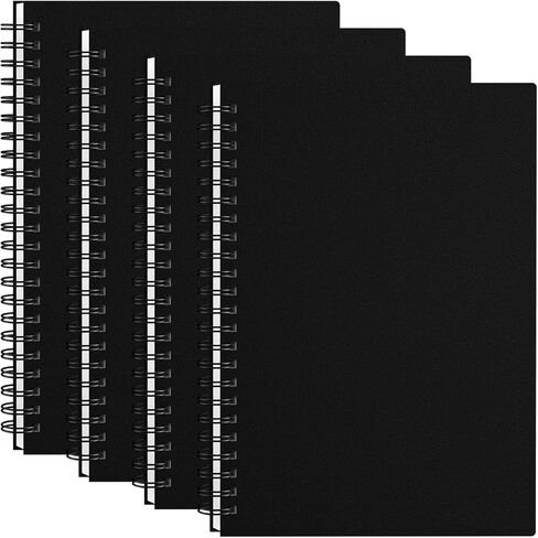 A5 Small Spiral Notebook, 1 Set Black Spiral Notebook Ruled Plastic Cover with 80GSM Thick Paper, Lined Notebook Journal for Business, Schools, Offices, Students Writing (5.6"x8.3") in Kuwait