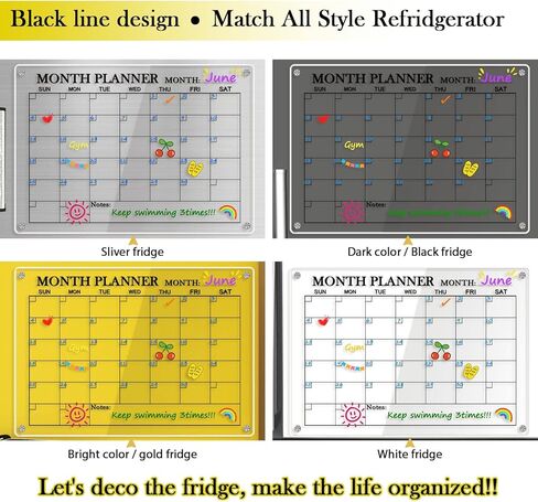 Acrylic Magnetic Calendar for Fridge, 16 x 12 inches Clear Montly Calendar Planner Dry Erase Board for Refrigerator Includes 8 Markers in Kuwait