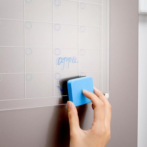 لوح مسح جاف مغناطيسي من الأكريليك وتقويم للثلاجة، قطعتان من لوح مسح جاف شفاف للثلاجة، تقويم لوح مخطط قابل لإعادة الاستخدام يتضمن 8 علامات مسح جاف مغناطيسية 8 ألوان وممحاة مغناطيسية in Kuwait