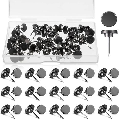 60 Pcs Metal Push Pins Thumb Tacks for Wall Black Wall Tacks Metal Round Head Big Head Push Pins Map Tacks Thumb for Photos Hanging, Cork Boards, Crafts, Posters and Office Organization in Saudi Arabia