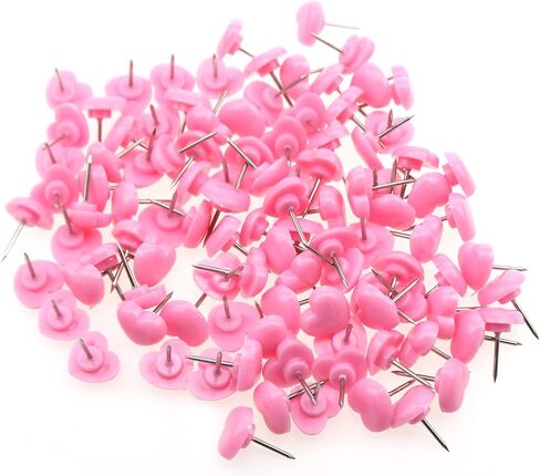 E-outstanding 100Pcs Heart Shape Cork Board Push Pins Thumb Tack School Office Supplies Accessories 10x12mm, Pink in Saudi Arabia