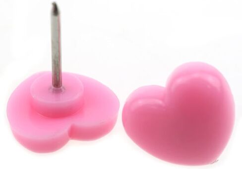 E-outstanding 100Pcs Heart Shape Cork Board Push Pins Thumb Tack School Office Supplies Accessories 10x12mm, Pink in Saudi Arabia