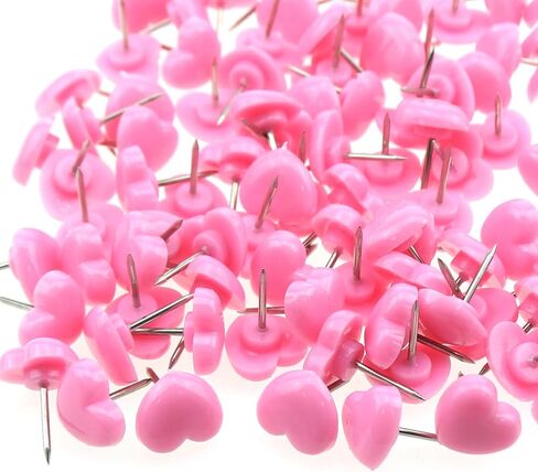 E-outstanding 100Pcs Heart Shape Cork Board Push Pins Thumb Tack School Office Supplies Accessories 10x12mm, Pink in Saudi Arabia