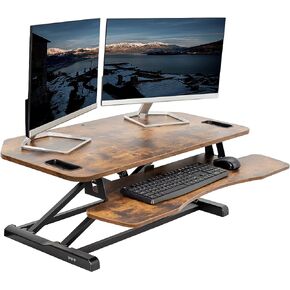 VIVO Extra Wide 38 inch Corner Desk Converter, K Series, Height Adjustable Sit to Stand Riser, Dual Monitor and Laptop Workstation with Wide Keyboard Tray, Black, DESK-V000KL