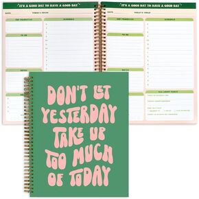 Undated Daily Planner Notebook 8.5x11, Cute Planner Notebook, Pink Green To Do List Notebook, Large Hardcover Spiral Schedule Notebook Planner, Inspirational Quote Planner Students Girls Teens in Saudi Arabia