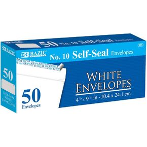 BAZIC #10 Self-Seal White Envelope (50/Pack)