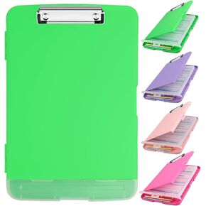 Clipboard with Storage,Clip Boards 8.5x11 with Storage,Large Capacity Clipboards,with Low Profile Clip,with Pen Holder Plastic Storage Clipboard Folder Side-Opening, Smooth Writing for Office (Black)