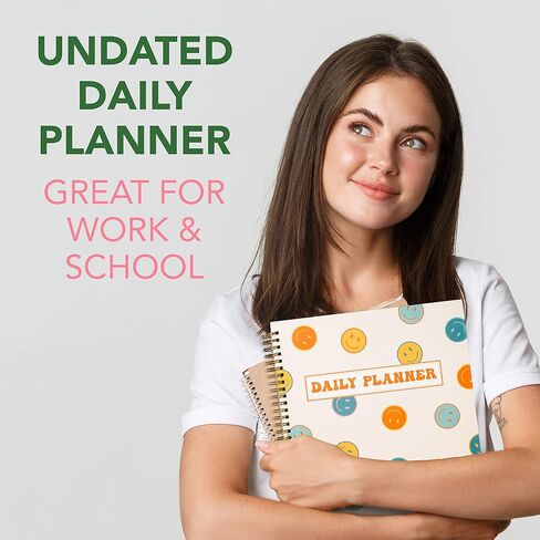 Undated Daily Planner Notebook 8.5x11, Cute Planner Notebook, Pink Green To Do List Notebook, Large Hardcover Spiral Schedule Notebook Planner, Inspirational Quote Planner Students Girls Teens in Kuwait