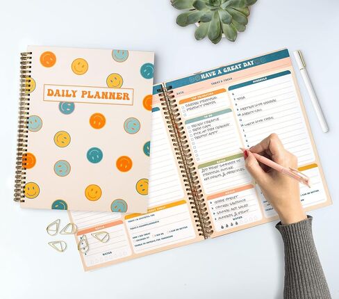 Undated Daily Planner Notebook 8.5x11, Cute Planner Notebook, Pink Green To Do List Notebook, Large Hardcover Spiral Schedule Notebook Planner, Inspirational Quote Planner Students Girls Teens in Kuwait