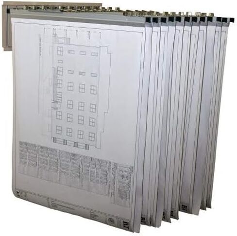 Adir Wall Mount Blueprint Storage Rack, Poster Wall Mount Display, Map Storage Rack and Plans File Holder Organizer with 12 Pivot Brackets - Plan Holder for Office in Saudi Arabia