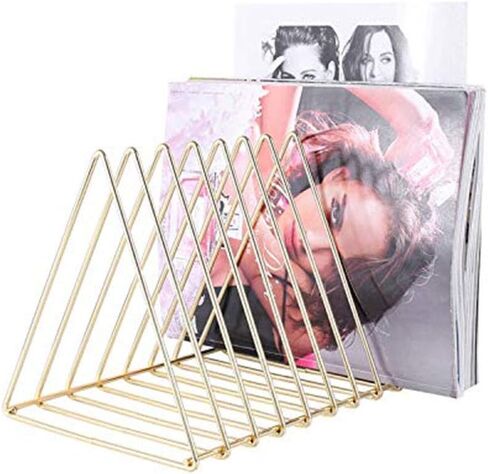 Urban Deco Triangle Desk Organizers Metal Wire Magazine Holder 10 Sections Decorative File Folder Organizer Vinyl Record Storage Office File Organizer For Desk - Black Magazine File Holder in Kuwait