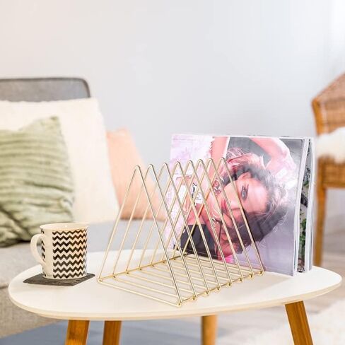 Urban Deco Triangle Desk Organizers Metal Wire Magazine Holder 10 Sections Decorative File Folder Organizer Vinyl Record Storage Office File Organizer For Desk - Black Magazine File Holder in Kuwait