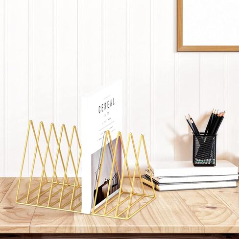 Urban Deco Triangle Desk Organizers Metal Wire Magazine Holder 10 Sections Decorative File Folder Organizer Vinyl Record Storage Office File Organizer For Desk - Black Magazine File Holder in Kuwait