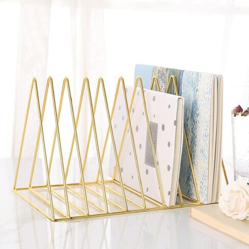Urban Deco Triangle Desk Organizers Metal Wire Magazine Holder 10 Sections Decorative File Folder Organizer Vinyl Record Storage Office File Organizer For Desk - Black Magazine File Holder in Kuwait