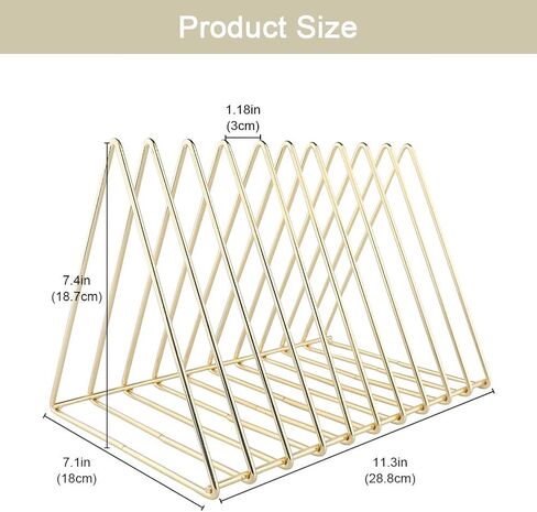 Urban Deco Triangle Desk Organizers Metal Wire Magazine Holder 10 Sections Decorative File Folder Organizer Vinyl Record Storage Office File Organizer For Desk - Black Magazine File Holder in Kuwait