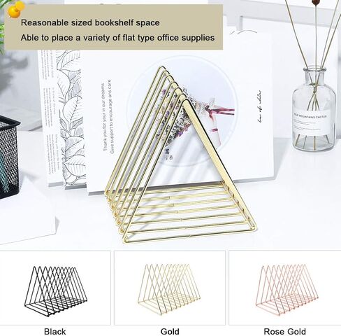 Urban Deco Triangle Desk Organizers Metal Wire Magazine Holder 10 Sections Decorative File Folder Organizer Vinyl Record Storage Office File Organizer For Desk - Black Magazine File Holder in Kuwait