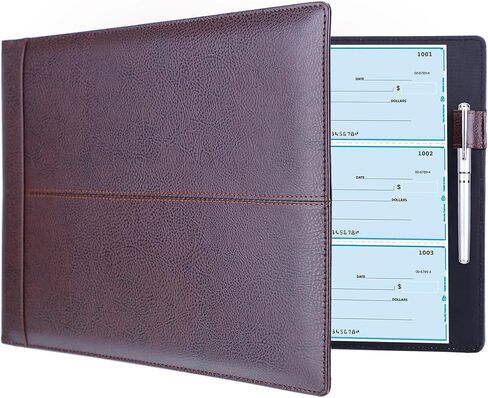 Antner 7 Ring Business Checkbook Binder لشيكات الأعمال، سعة 600 شيك، مجلد فحص من جلد البولي يوريثان مع حقيبة بسحاب، محفظة حامل دفتر شيكات تنفيذية لأوراق مقاس 9 × 13 بوصة، أسود in Kuwait