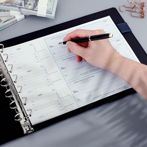 Antner 7 Ring Business Checkbook Binder لشيكات الأعمال، سعة 600 شيك، مجلد فحص من جلد البولي يوريثان مع حقيبة بسحاب، محفظة حامل دفتر شيكات تنفيذية لأوراق مقاس 9 × 13 بوصة، أسود in Kuwait