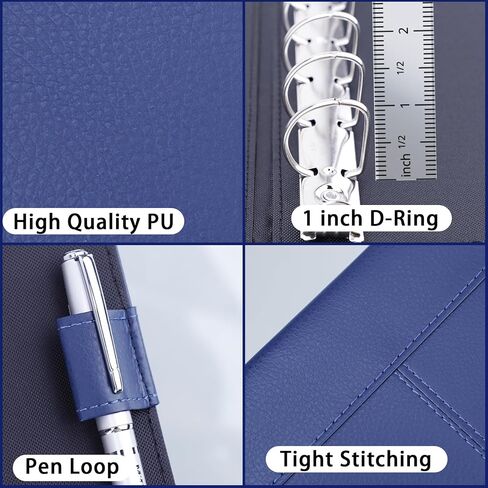 Antner 7 Ring Business Checkbook Binder لشيكات الأعمال، سعة 600 شيك، مجلد فحص من جلد البولي يوريثان مع حقيبة بسحاب، محفظة حامل دفتر شيكات تنفيذية لأوراق مقاس 9 × 13 بوصة، أسود in Kuwait