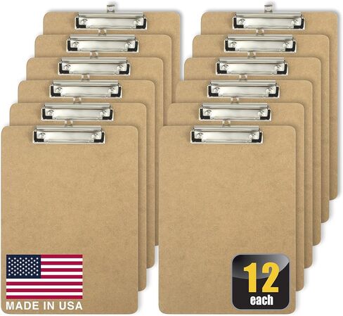 Officemate Recycled Wood Clipboards, Low Profile Clip, 6 Pack Clipboards, Letter Size (9 x 12.5 Inches), Brown (83806) in Kuwait