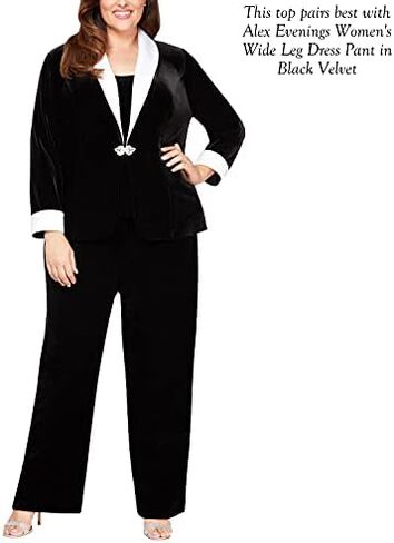 Alex Evenings Women's Jacket and Scoop Tank Top Velvet Twinset Petite Regular in Kuwait
