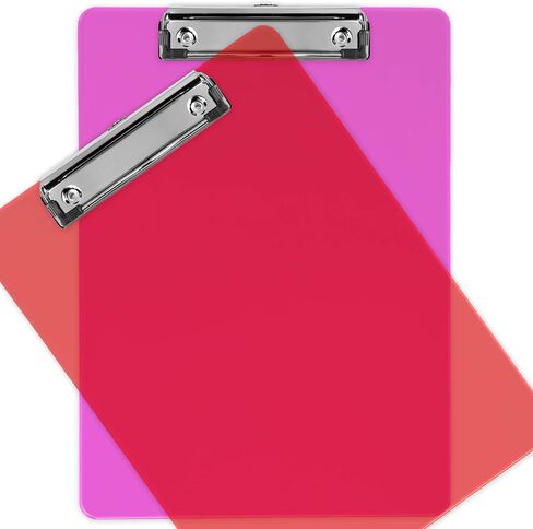 Plastic Clipboards with Low Profile Clip Set of 6-12.5 x 9 Inch Multi Color Plastic Clipboards Bulk - Clear Clipboards Bulk Classroom Holds 100 Sheets, Acrylic Clipboard Clear 6 Pack in Kuwait