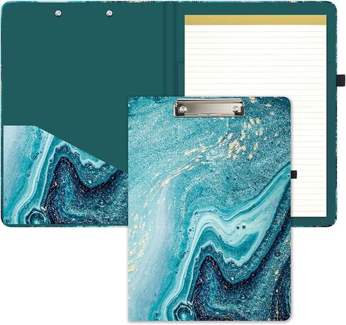 Hongri Clipboard Folio with Refillable Lined Notepad and Interior Storage Pocket for Students, Classroom, Office, Women, Man, Cute Custom Pattern, Size 12.8 x 9.2 in, Evergreen in Kuwait