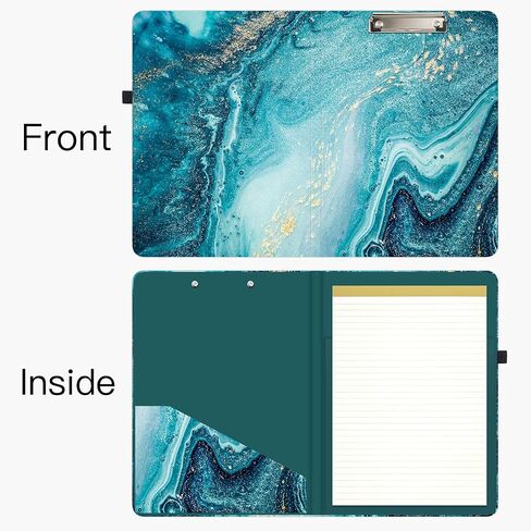 Hongri Clipboard Folio with Refillable Lined Notepad and Interior Storage Pocket for Students, Classroom, Office, Women, Man, Cute Custom Pattern, Size 12.8 x 9.2 in, Evergreen in Kuwait