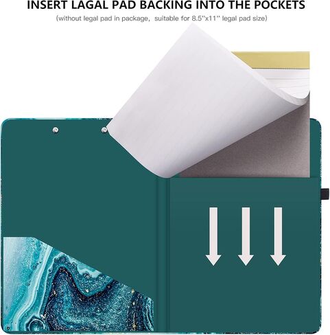Hongri Clipboard Folio with Refillable Lined Notepad and Interior Storage Pocket for Students, Classroom, Office, Women, Man, Cute Custom Pattern, Size 12.8 x 9.2 in, Evergreen in Kuwait