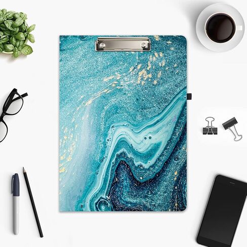 Hongri Clipboard Folio with Refillable Lined Notepad and Interior Storage Pocket for Students, Classroom, Office, Women, Man, Cute Custom Pattern, Size 12.8 x 9.2 in, Evergreen in Kuwait