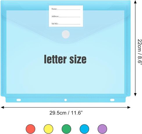 EOOUT Binder Folders Organizer, Macaroon File Folder, 15 Pack, 5 Color, Label Clear Binder Pocket for 3 Ring, Letter Size with Hook and Loop Closure for School Supplies in Saudi Arabia