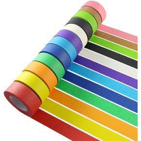 Colored Masking Tape, Colored Painters Tape for Arts & Crafts, Labeling or Coding - Art Supplies for Kids - 6 Different Color Rolls - Masking Tape 1 Inch x 13 Yards (2.4cm X 12m) in Saudi Arabia