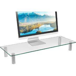 حامل شاشة من الزجاج المقسى من WALI، حامل سطح المكتب بارتفاع قابل للتعديل لشاشة مسطحة LCD وتلفزيون LED، والكمبيوتر المحمول، والكمبيوتر المحمول، والشاشة (GTT001B)، أسود in Kuwait